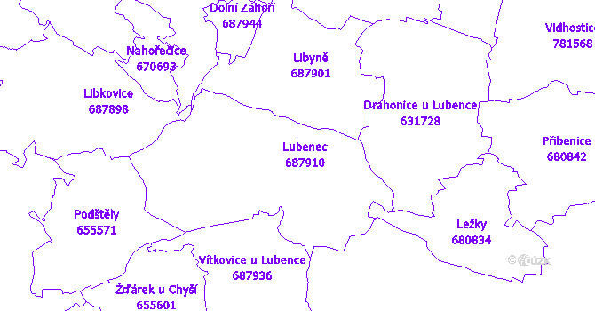 Katastrální mapa Lubenec