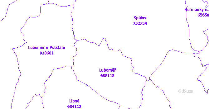 Katastrální mapa Luboměř