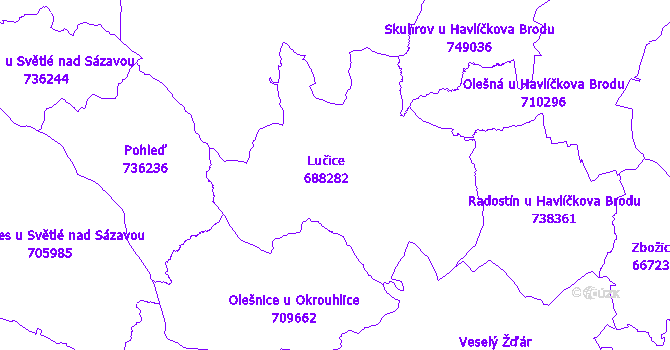 Katastrální mapa Lučice