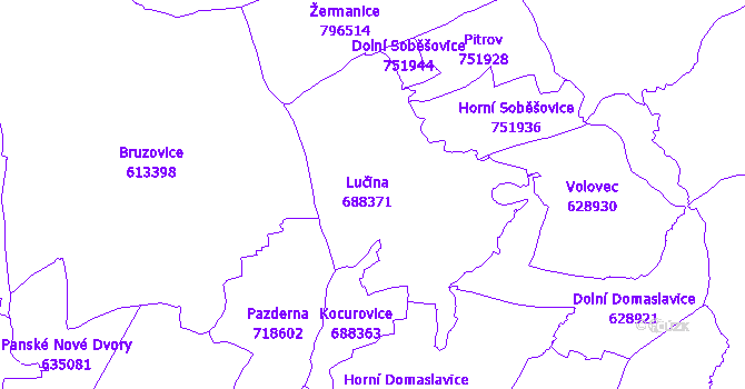 Katastrální mapa Lučina