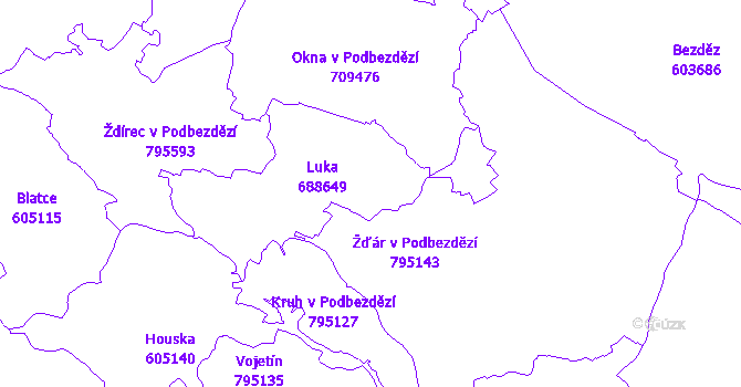 Katastrální mapa Luka