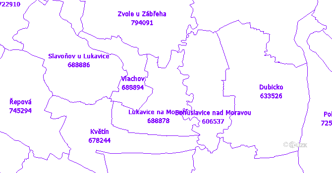 Katastrální mapa Lukavice