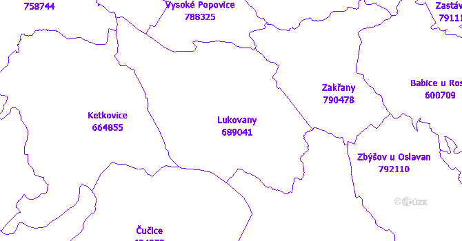 Katastrální mapa Lukovany