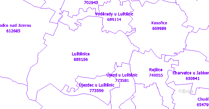 Katastrální mapa Luštěnice