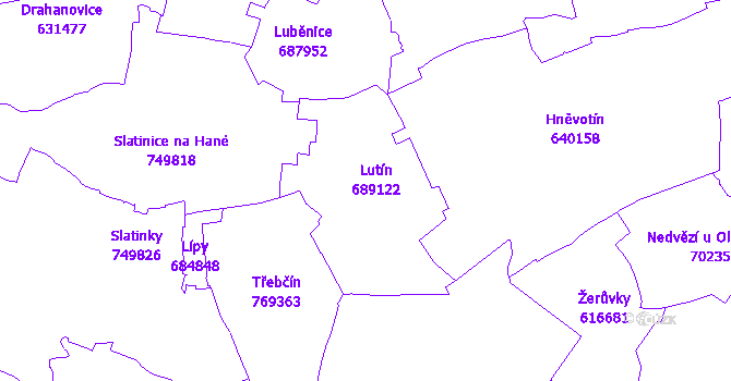 Katastrální mapa Lutín