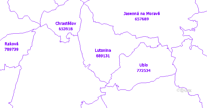 Katastrální mapa Lutonina