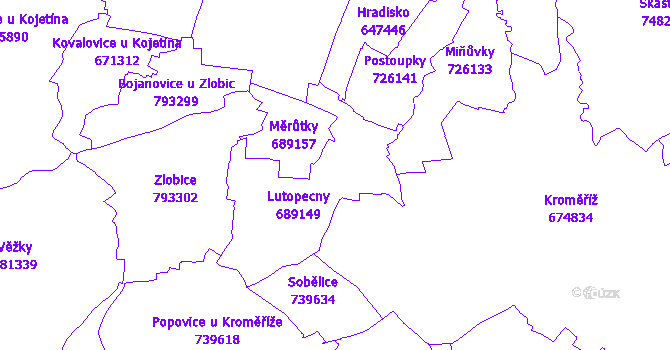 Katastrální mapa Lutopecny