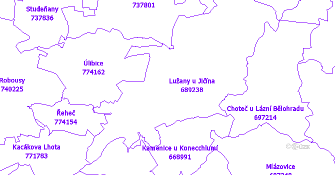 Katastrální mapa Lužany