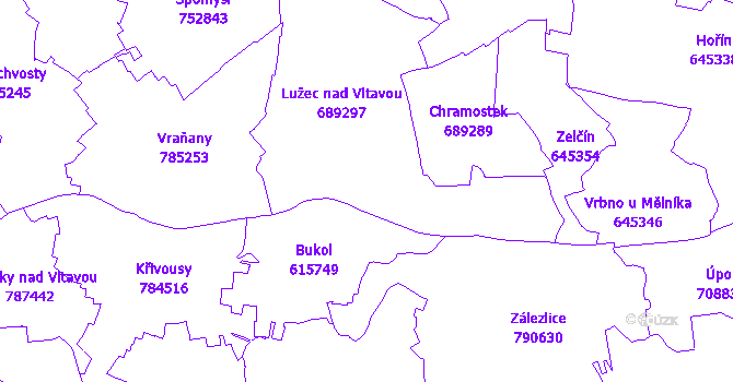 Katastrální mapa Lužec nad Vltavou