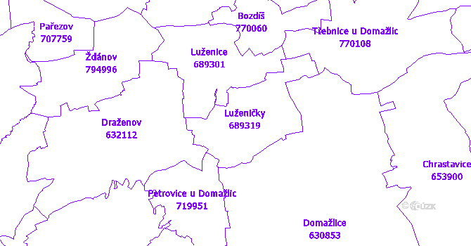Katastrální mapa Luženičky