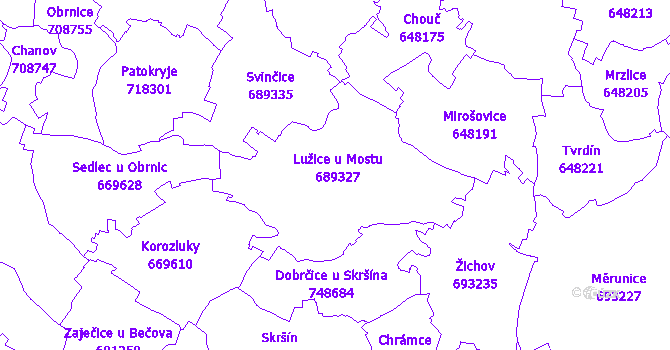 Katastrální mapa Lužice