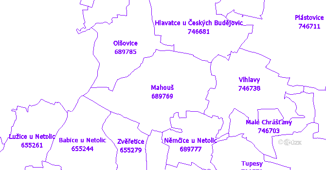 Katastrální mapa Mahouš