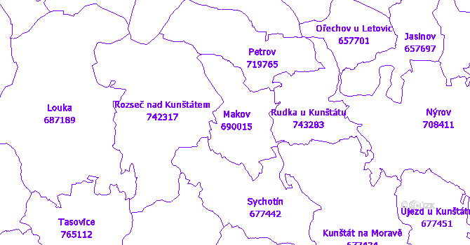 Katastrální mapa Makov