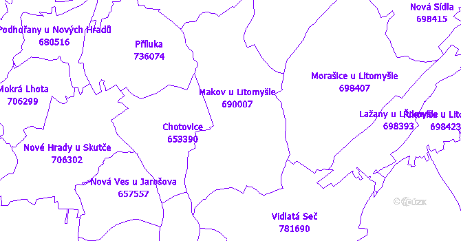 Katastrální mapa Makov