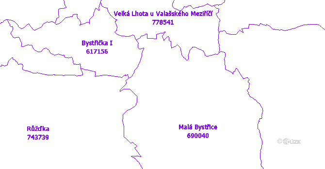 Katastrální mapa Malá Bystřice
