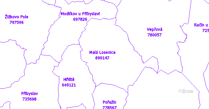 Katastrální mapa Malá Losenice