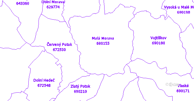 Katastrální mapa Malá Morava