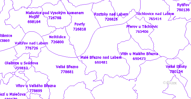 Katastrální mapa Malé Březno