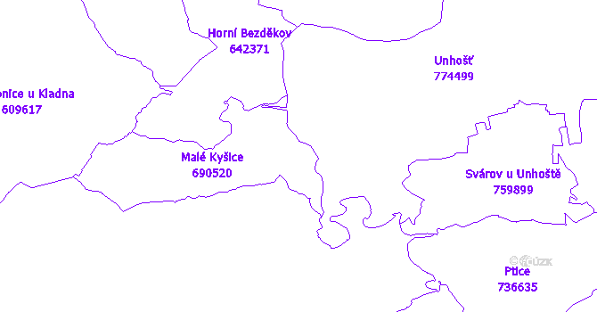 Katastrální mapa Malé Kyšice