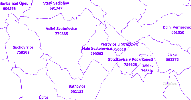 Katastrální mapa Malé Svatoňovice