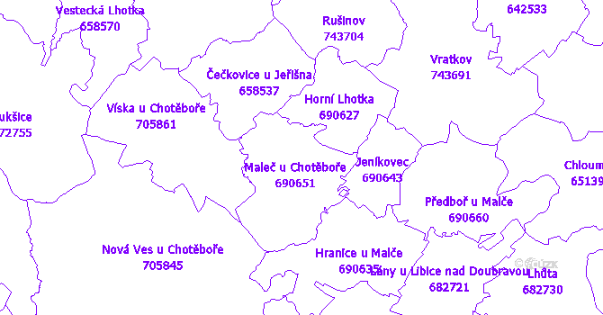 Katastrální mapa Maleč