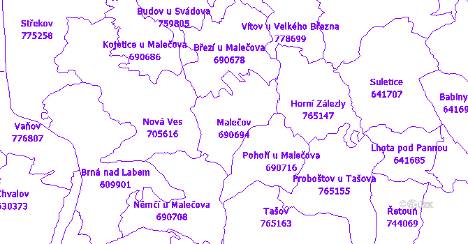 Katastrální mapa Malečov