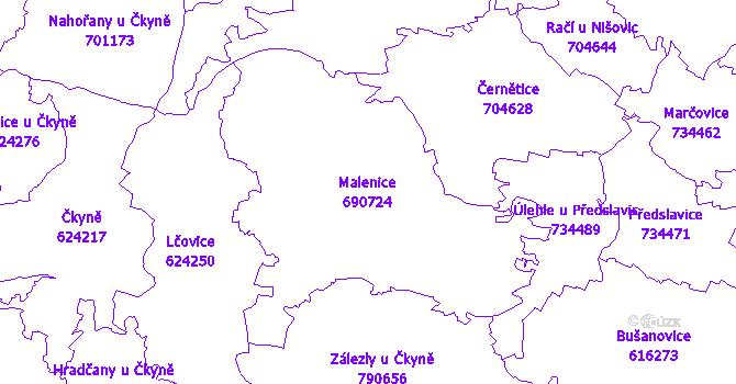 Katastrální mapa Malenice