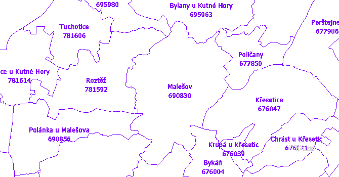 Katastrální mapa Malešov