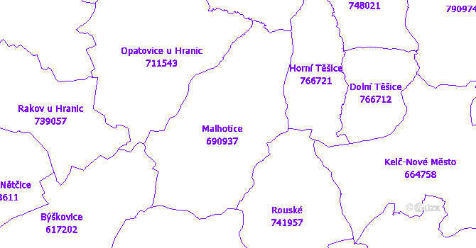 Katastrální mapa Malhotice
