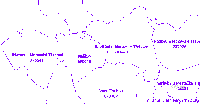 Katastrální mapa Malíkov