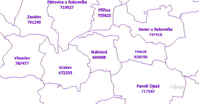 Katastrální mapa Malinová