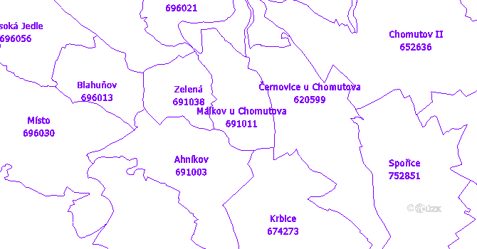 Katastrální mapa Málkov