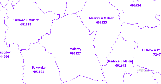 Katastrální mapa Malonty