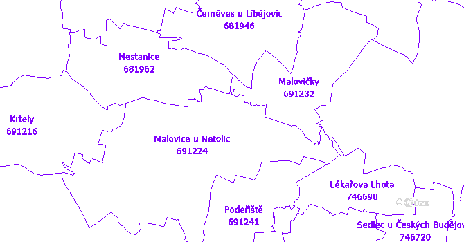Katastrální mapa Malovice