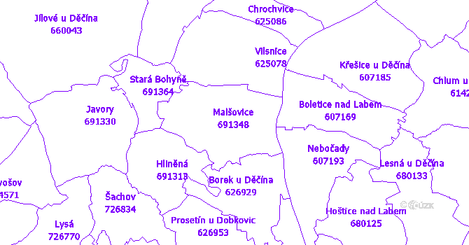 Katastrální mapa Malšovice
