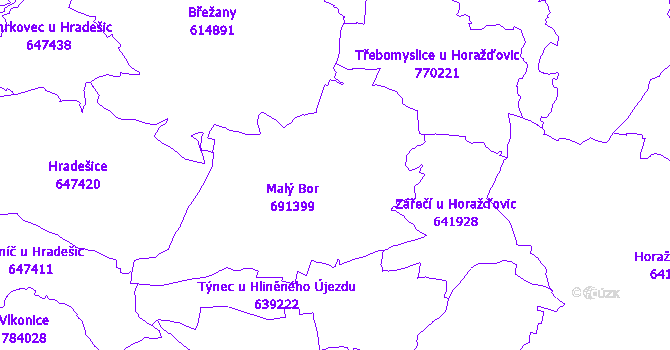 Katastrální mapa Malý Bor