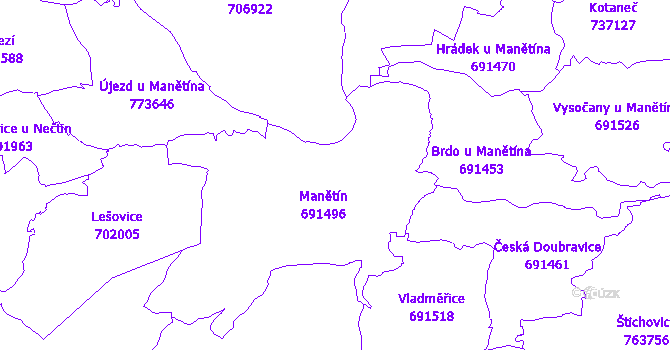 Katastrální mapa Manětín