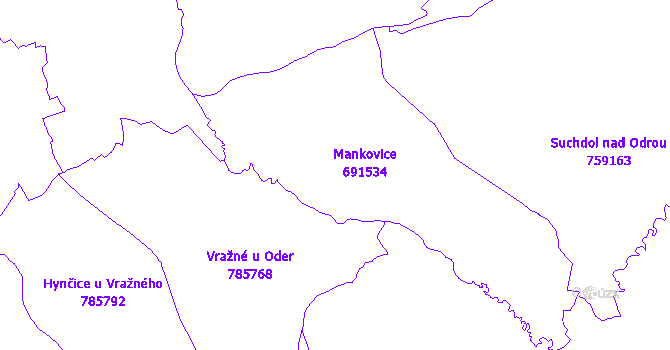 Katastrální mapa Mankovice