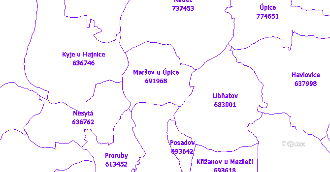 Katastrální mapa Maršov u Úpice