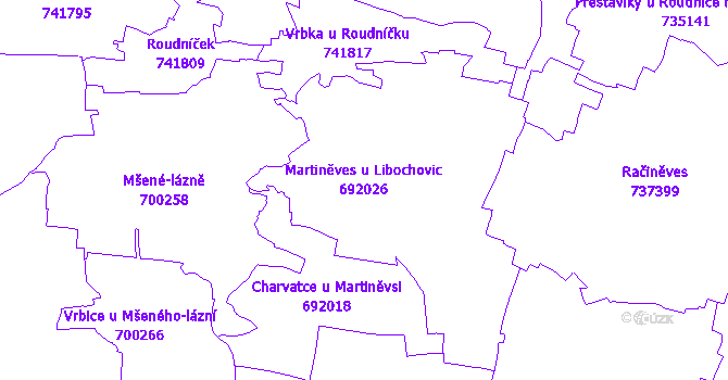Katastrální mapa Martiněves
