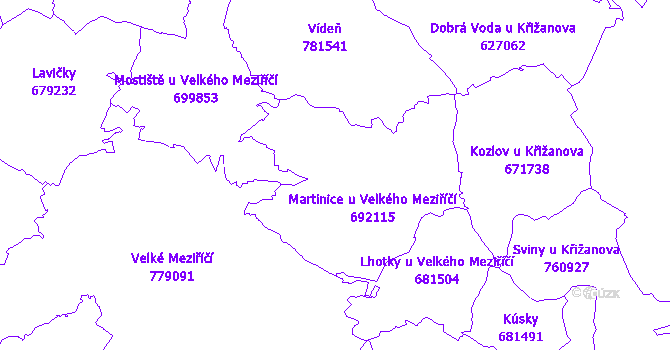 Katastrální mapa Martinice