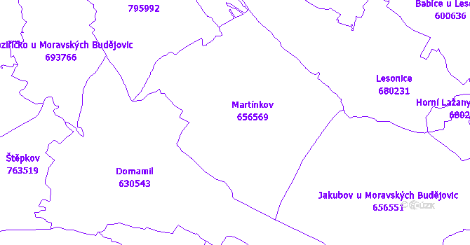 Katastrální mapa Martínkov