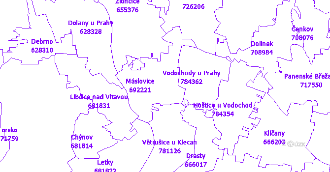 Katastrální mapa Máslovice