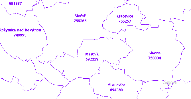Katastrální mapa Mastník