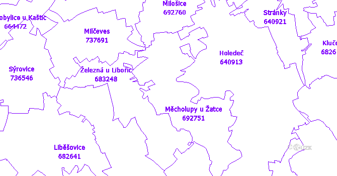 Katastrální mapa Měcholupy