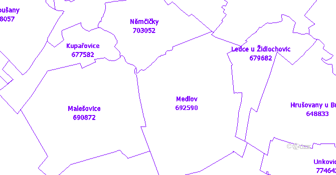 Katastrální mapa Medlov