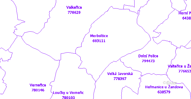 Katastrální mapa Merboltice