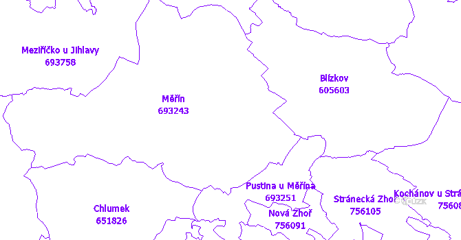 Katastrální mapa Měřín