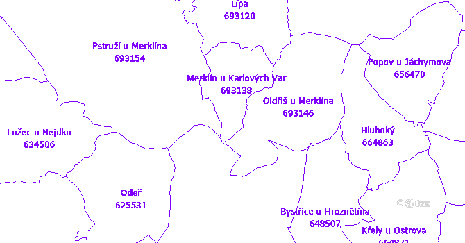 Katastrální mapa Merklín
