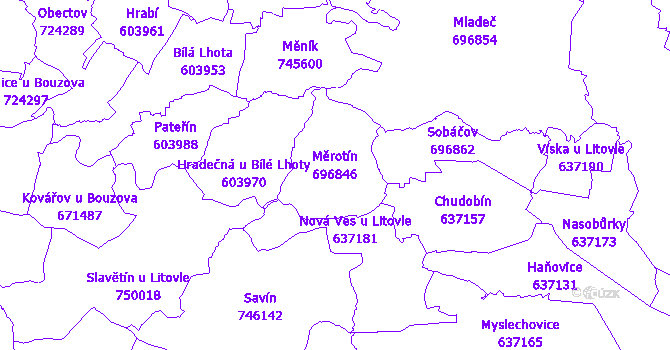 Katastrální mapa Měrotín